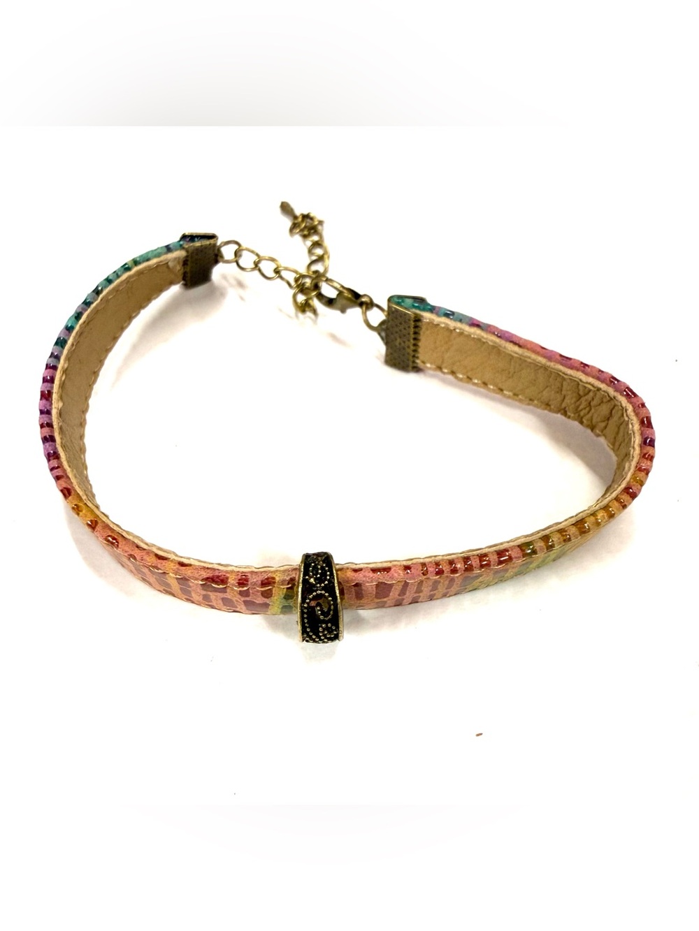 Handmade from repurposed leather bracelet nsb with lobster clasp and charm